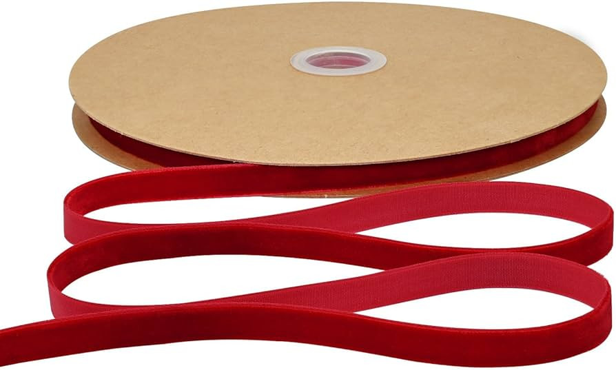 Red Velvet Ribbon 3/8 inch ×25 Yards for Christmas Wreath Bow DIY Sewing Projects Gift Wrapping | Amazon (US)