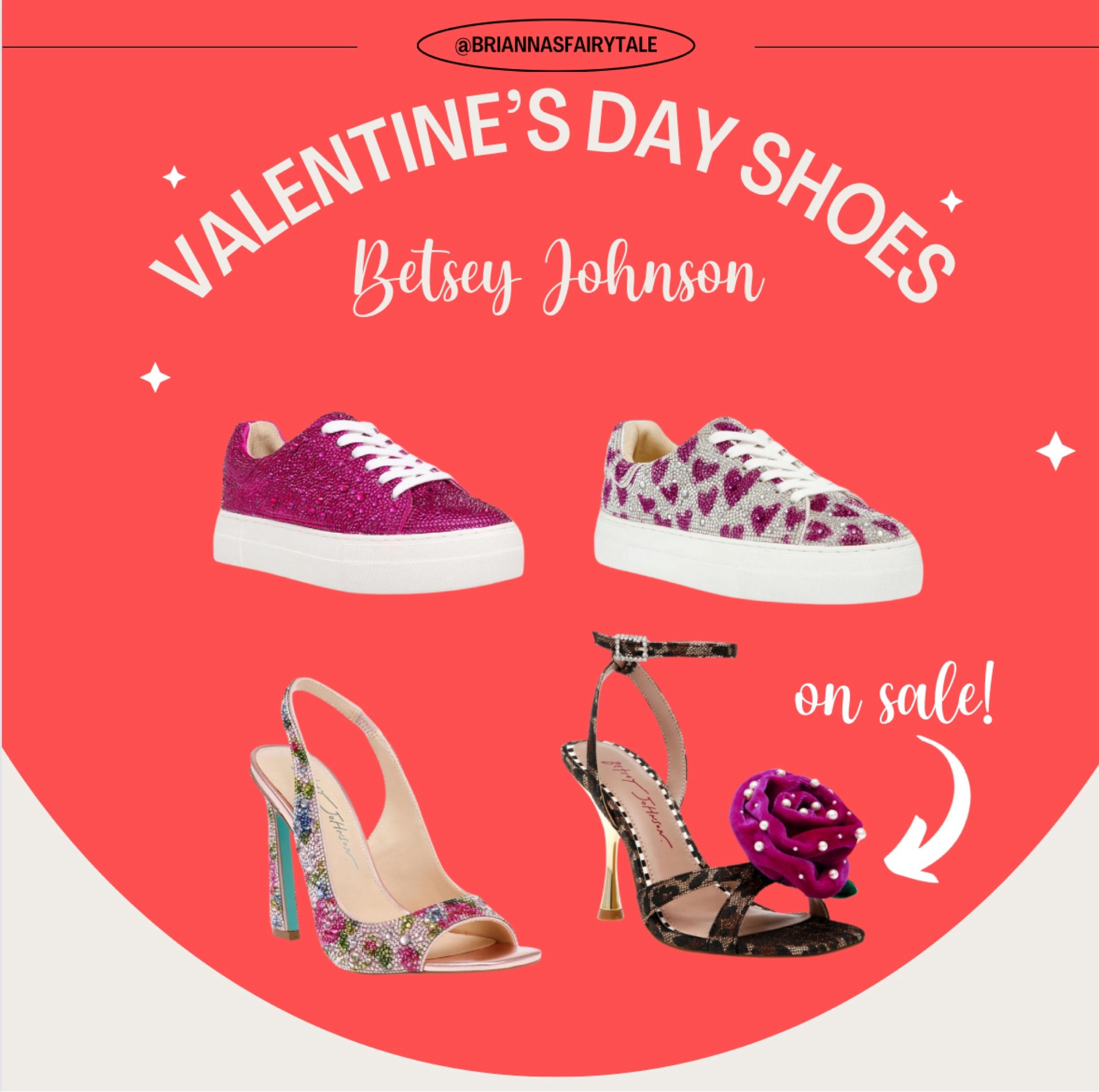 Cute and sparkly Valentine’s Day shoes! Whether you are more of a comfy girlie or want to go all out with heels and a dress, shoes in these Betsey Johnson collections will match any style🩷 The heart sneakers are definitely coming home with me! Plus some are on sale! You don’t want to miss these ones!

#LTKsalealert #LTKfindsunder100 #LTKSeasonal