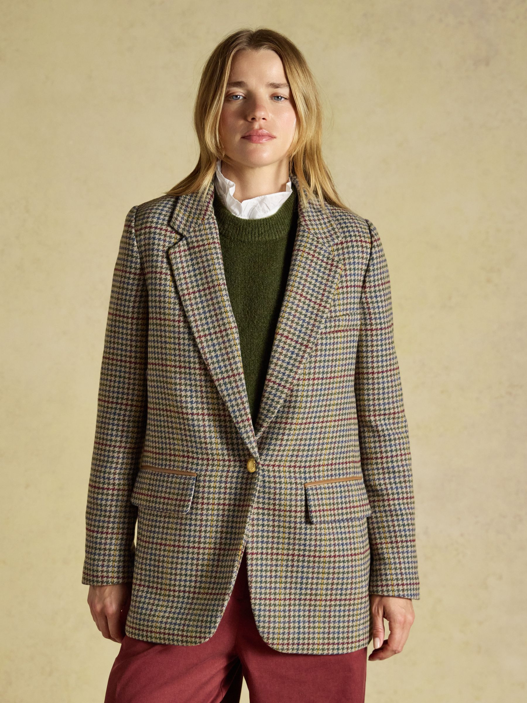 Hackmore Check Relaxed Fit Tweed Blazer With Wool | Joules | Joules
