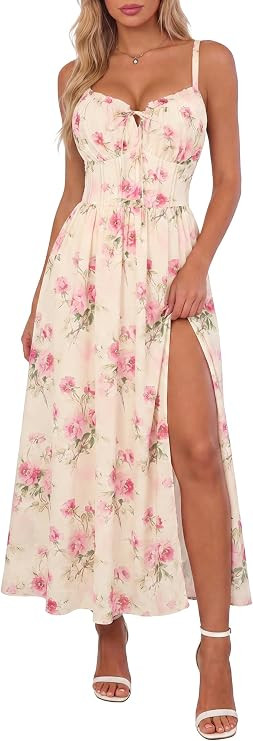 Scarlet Darkness Floral Dress for Women 2026 Corset Milkmaid Sundress Wedding Guest Dresses | Amazon (US)