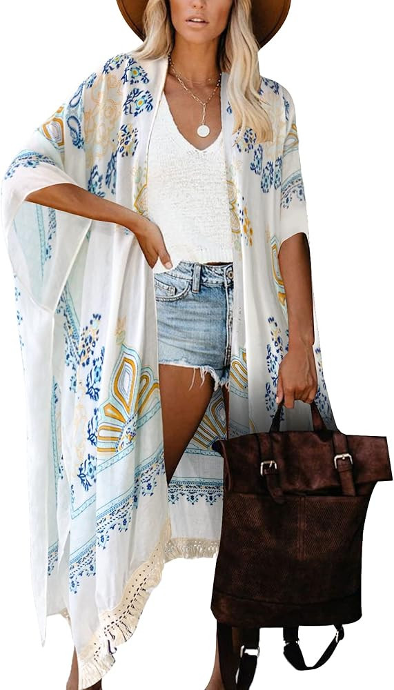Breezy Lane Kimonos for Women Swimsuit Coverups Beach Cover Up Swimwear Cardigan Summer | Amazon (US)