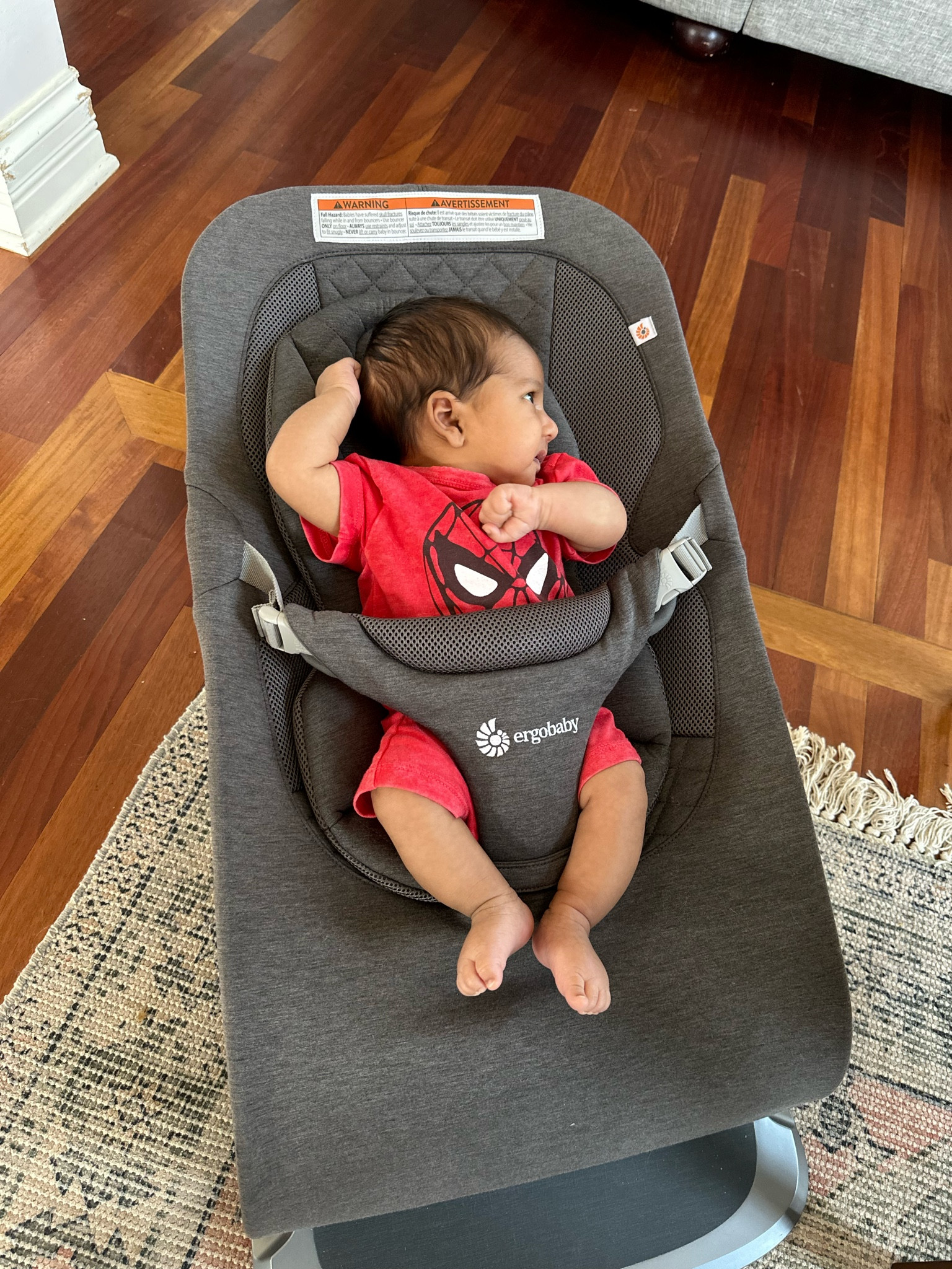 He loves his little bouncer, and it’s perfect for when we when I get to meal in. He said it’s right by the table with us.

#LTKbaby #LTKFind #LTKfamily