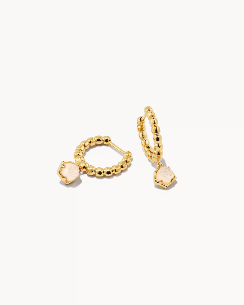 Vanessa 18k Gold Vermeil Huggie Earrings in Iridescent Drusy | Kendra Scott
