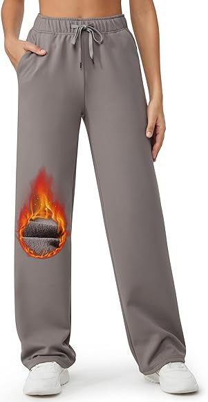 G4Free Fleece Lined Pants Women Wide Leg Sweatpants with Pockets Winter Warm Casual Yoga Trousers | Amazon (US)