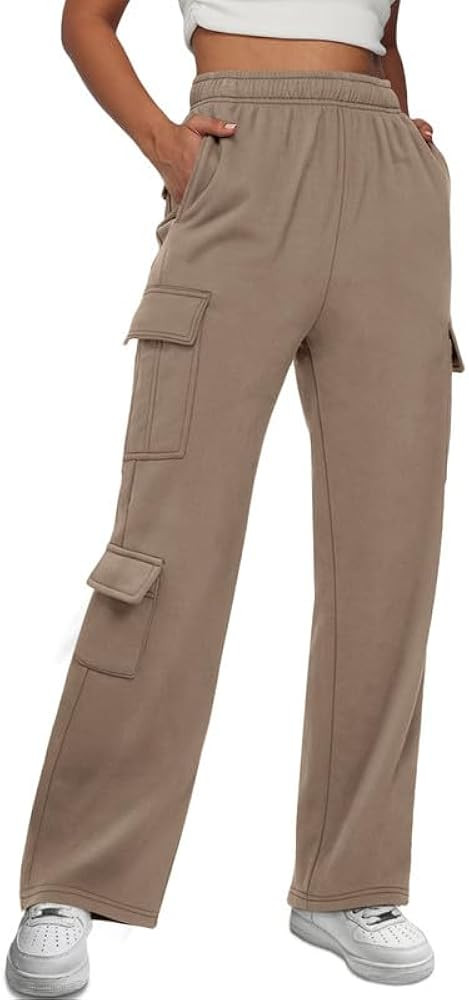 AUTOMET Womens Cargo Sweatpants Wide Leg Fleece Lined Y2k Pants for Women Fall Winter Baggy High ... | Amazon (US)