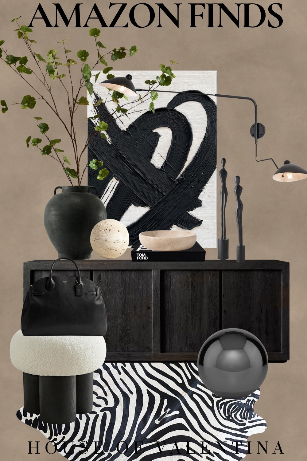 OMG… this is quiet luxury at its finest. The rich black tones, sculptural silhouettes, zebra texture, oversized art, and designer-inspired accents feel effortlessly European and incredibly expensive. Every single piece looks like it belongs in a luxury showroom, yet they’re all Amazon finds. This is modern organic design done to perfection!!!

#LTKHome #LTKSeasonal #LTKSaleAlert