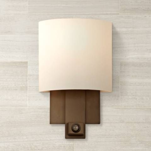 Espille Calcite Glass 13" High Bronze Wall Sconce with On-Off Switch | Lamps Plus