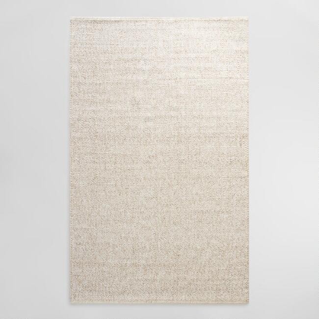 Ivory Tonal Sweater Wool Emilie Area Rug | World Market