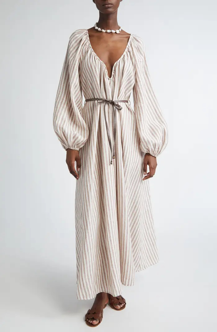 Cascadian Stripe Long Sleeve Linen Maxi Dress | Nordstrom