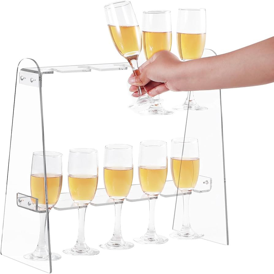 2 Tier Acrylic Champagne Glass Holder Champagne Wall Stand Champagne Flute Glass Holder Stand, Ta... | Amazon (US)