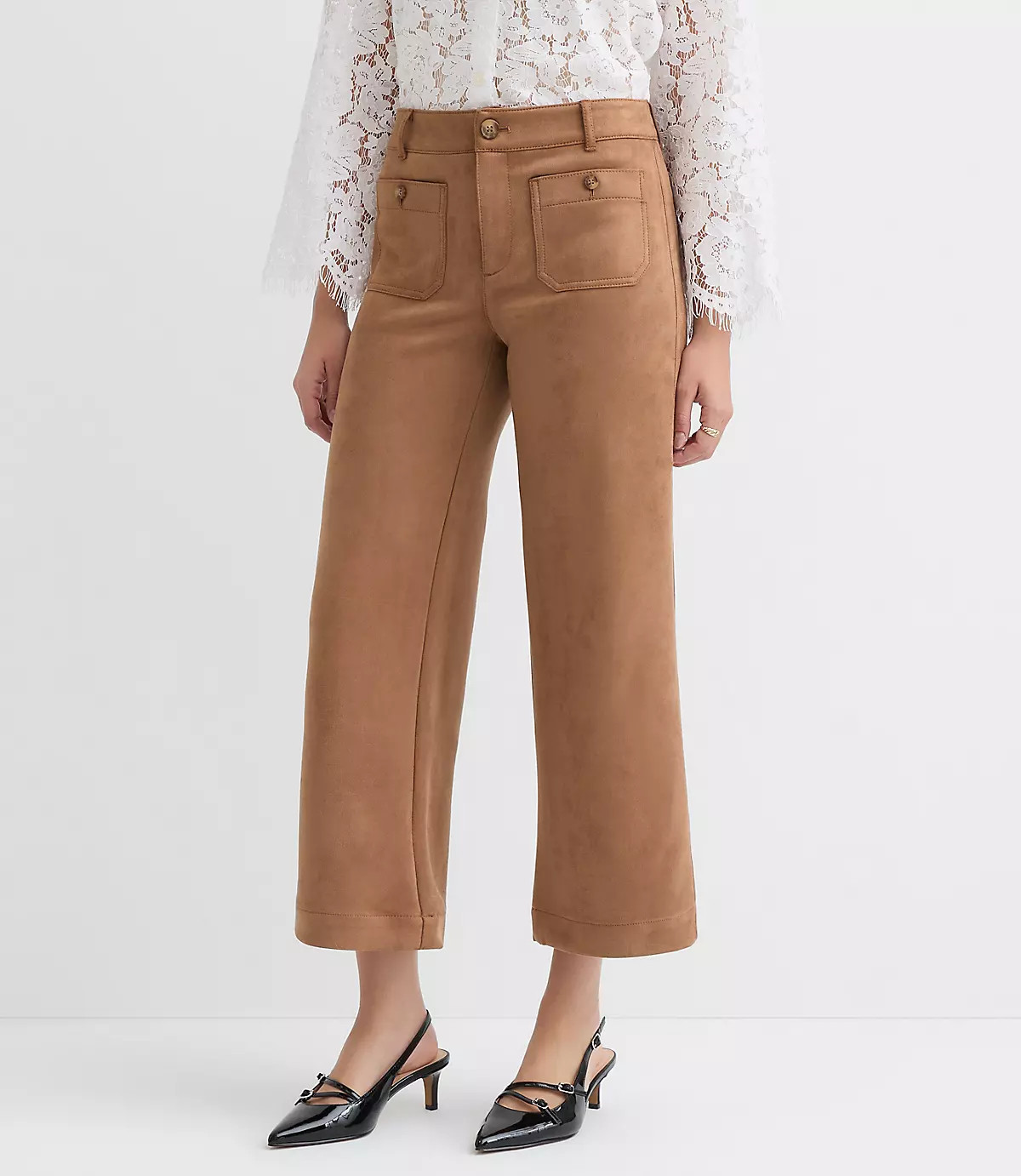 Tall Palmer Wide Leg Pants in Faux Suede | LOFT