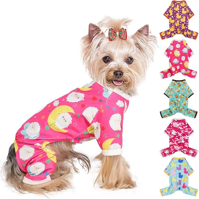 Dog Pajamas Small Sized Boy Girl, Cotton Stretchable Pet Clothes Jammies Puppy Outfits for Dogs F... | Amazon (US)