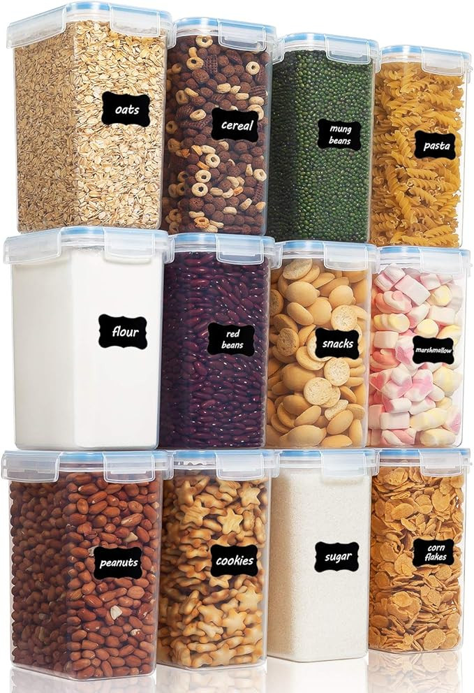 Vtopmart Airtight Food Storage Containers 12 Pieces 1.8qt / 2L- Plastic PBA Free Kitchen Pantry S... | Amazon (US)