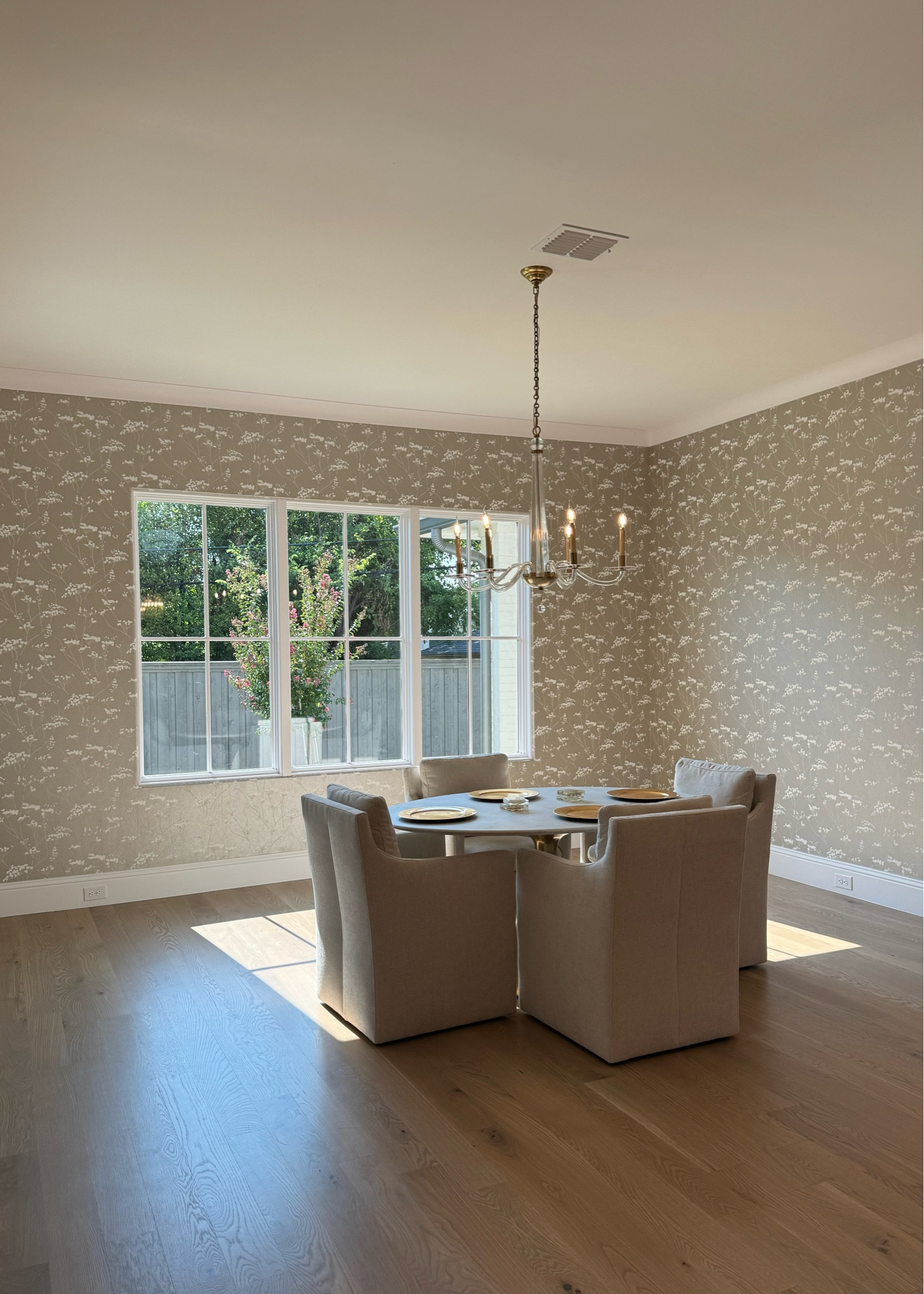 Wallpaper color is platinum
Chairs
West Elm Table