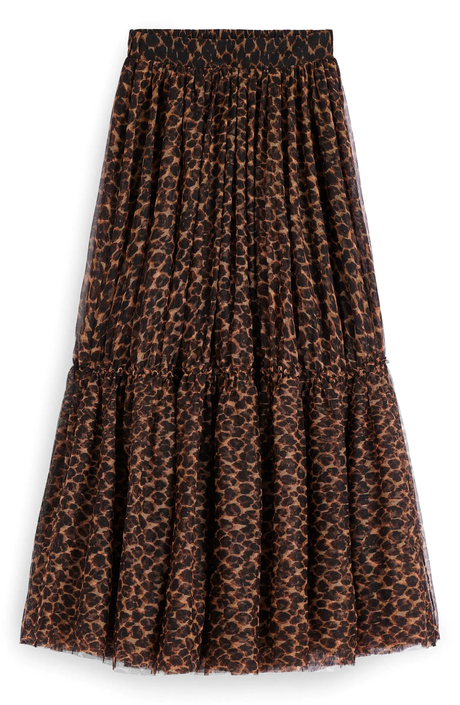 Anna Leopard Print Tiered Tulle Maxi Skirt | Nordstrom