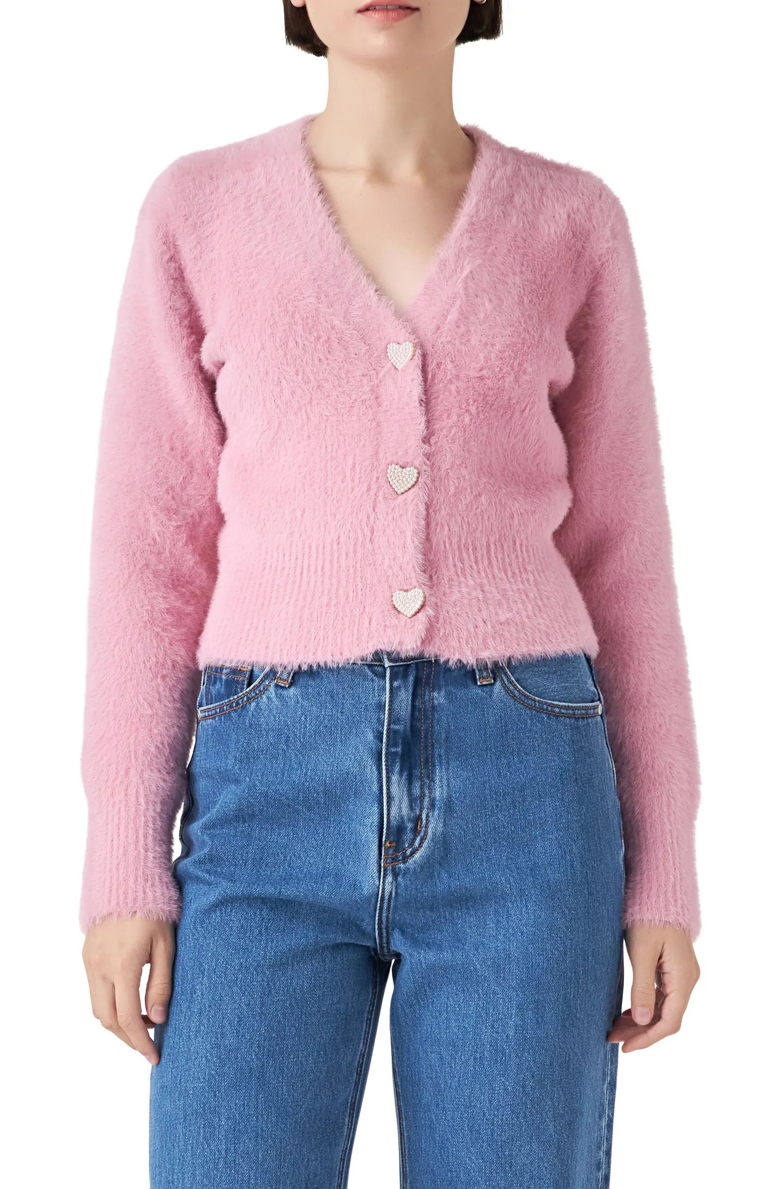 Pearly Heart Button Sweater | Nordstrom