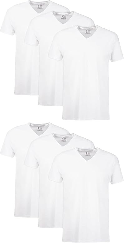 Hanes Men's Tagless Cotton V-Neck Undershirt – Multiple Pack and Color | Amazon (US)
