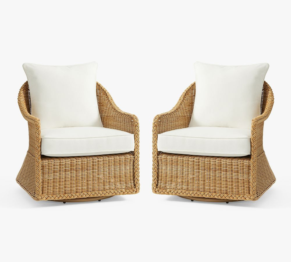 Westport Wicker Swivel Outdoor Lounge Chair | Pottery Barn (US)