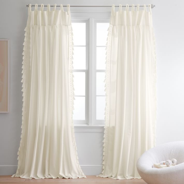 Boho Crochet Trim Curtain, 44&amp;quot; x 84&amp;quot;, Ivory | Pottery Barn Teen