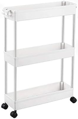 SPACEKEEPER 3 Tier Slim Storage Cart Mobile Shelving Unit Organizer Slide Out Storage Rolling Uti... | Amazon (US)