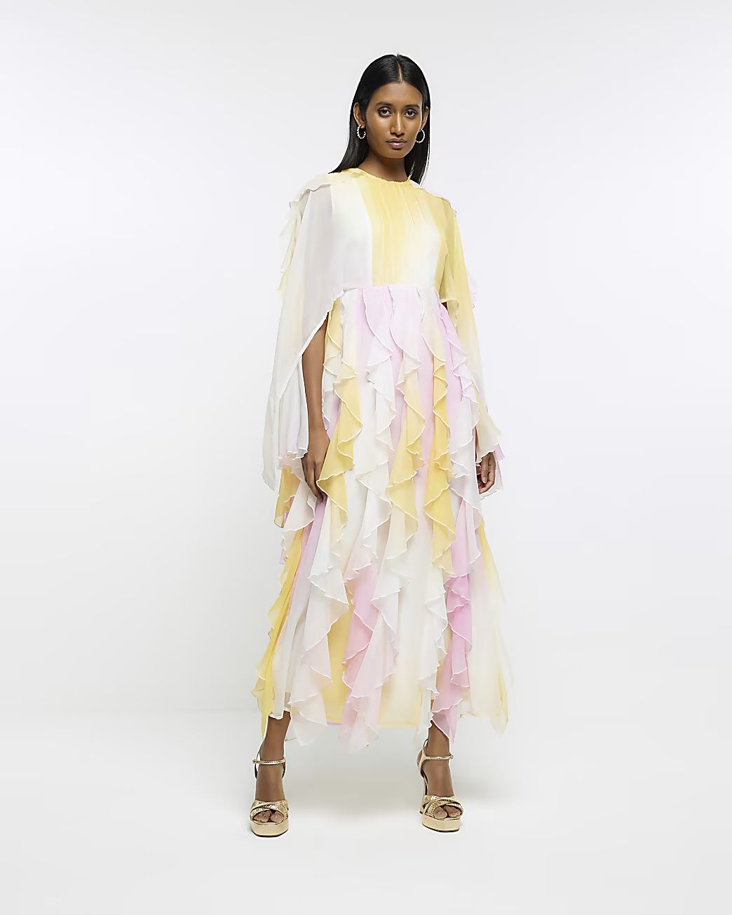 Yellow Tie Die Print Maxi Dress | River Island (UK & IE)