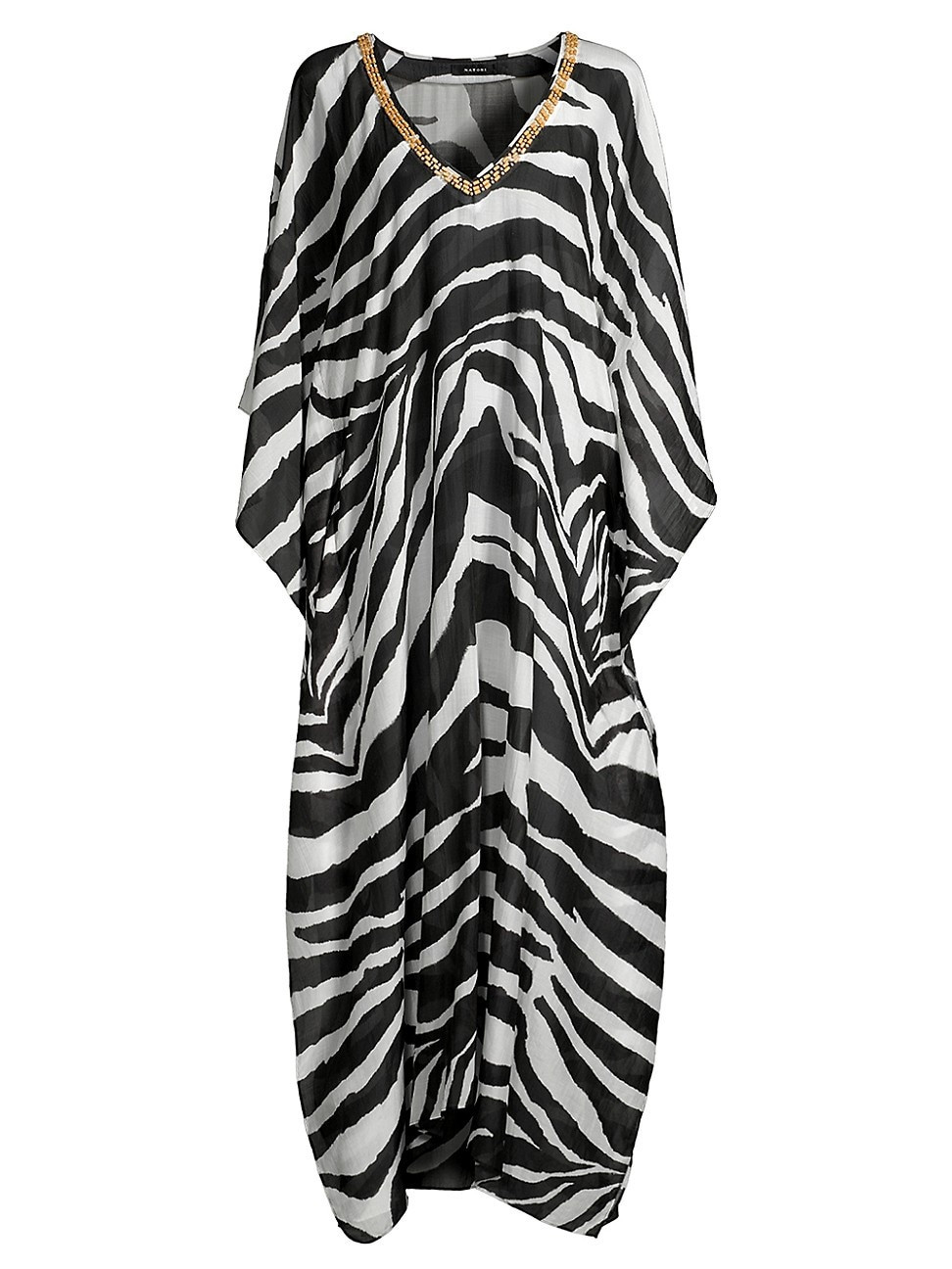 Women's Zebra Cotton-Silk V-Neck Maxi Dress - Black White - Size XL | Saks Fifth Avenue