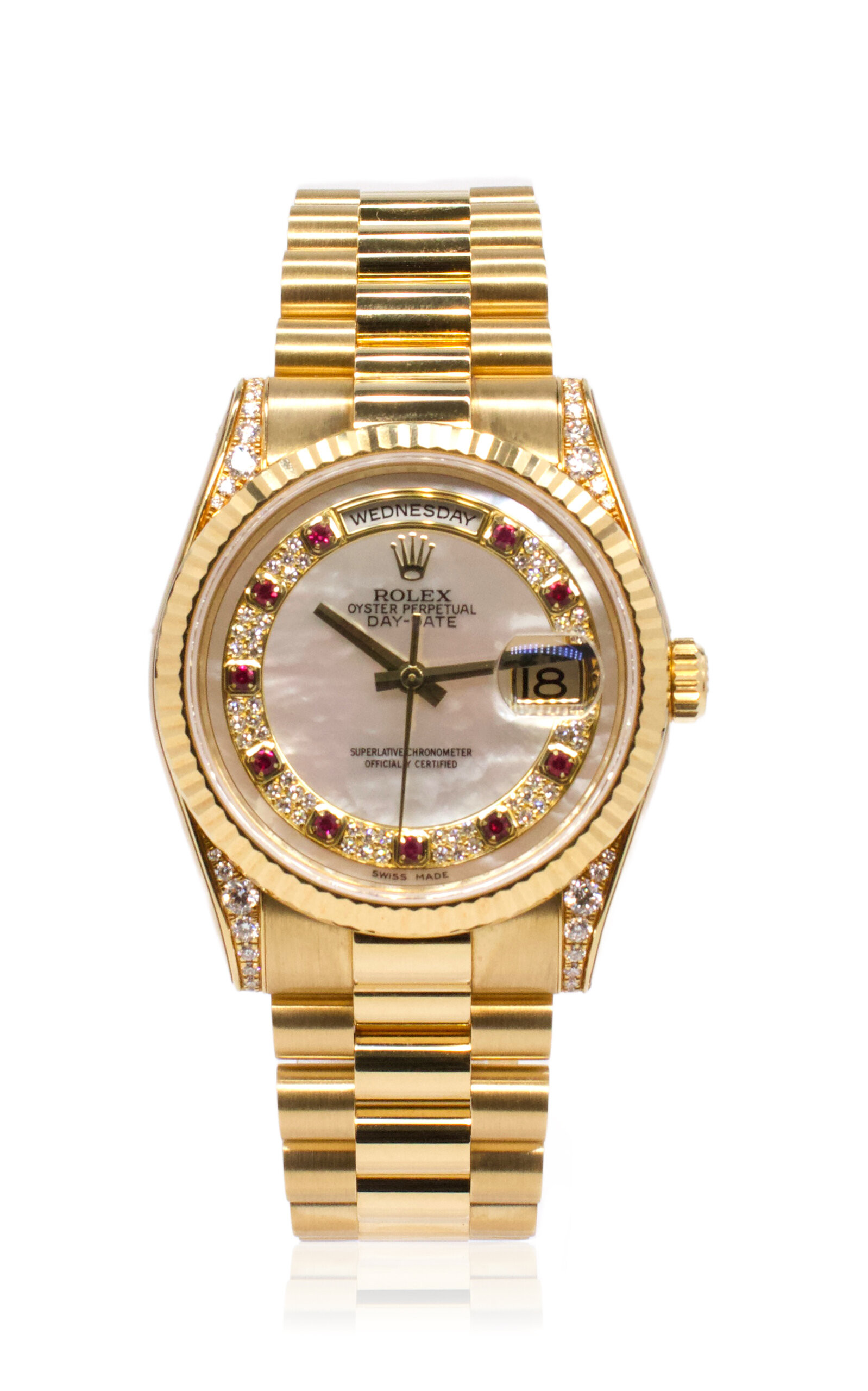 Rolex DateJust 18K Yellow Gold Mother-of-Pearl, Ruby Watch | Moda Operandi (Global)