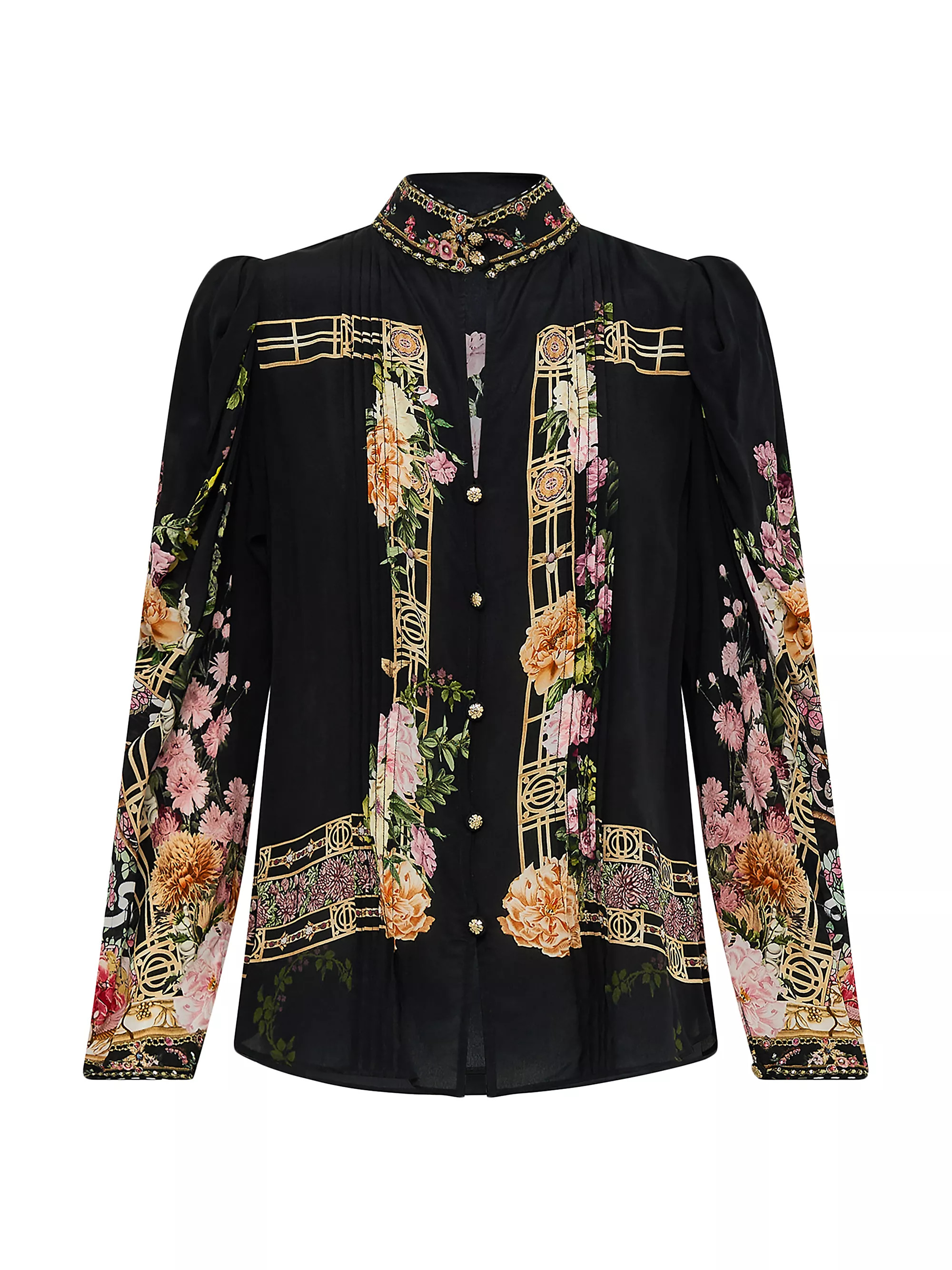 Adorned Silk Pintucked Blouse | Saks Fifth Avenue