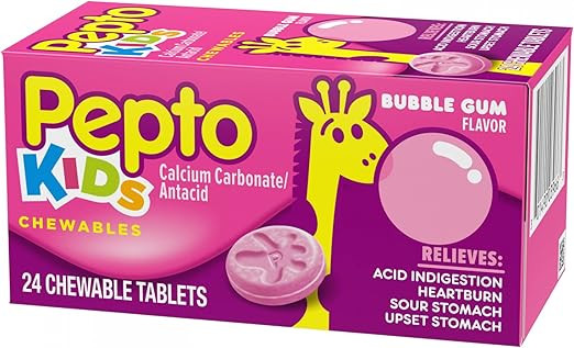 Pepto-Bismol Pepto-Bismol Children Chewable Tablets, Bubble Gum Flavor 24 tabs | Amazon (US)