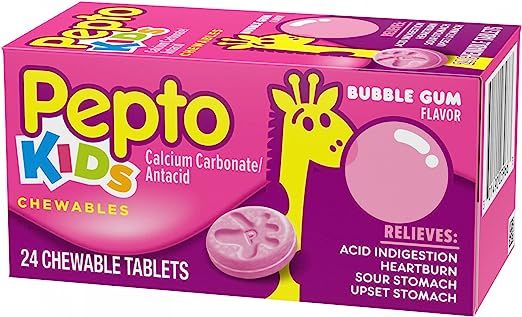 Pepto-Bismol Pepto-Bismol Children Chewable Tablets, Bubble Gum Flavor 24 tabs | Amazon (US)
