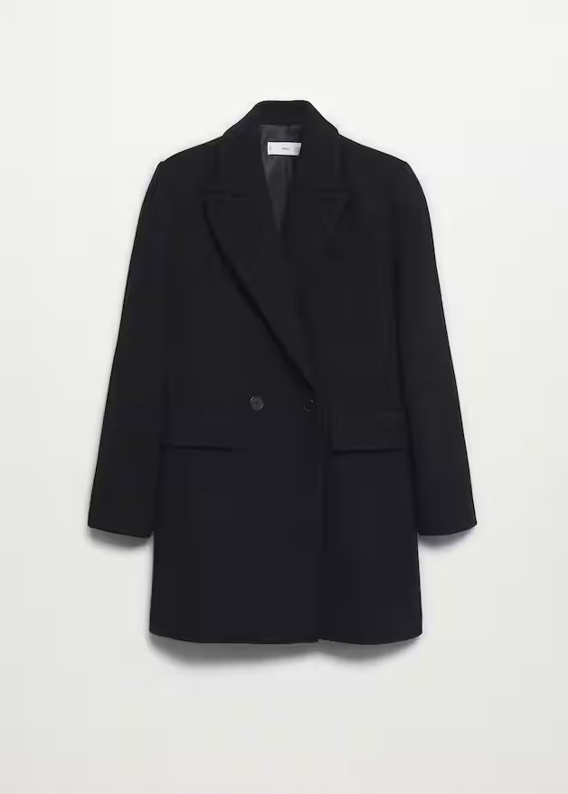 Wool double-breasted coat | MANGO (US)