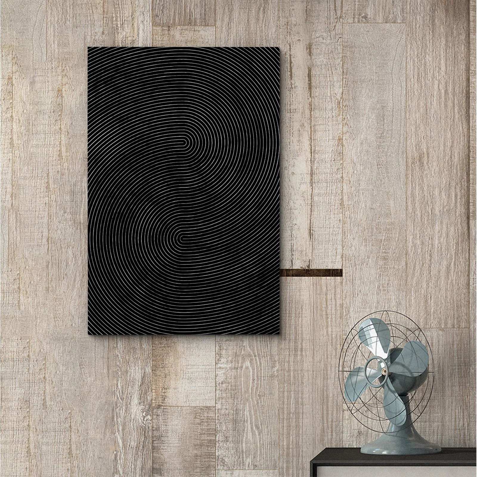 Geometric Line Black Faux 3D Wave Abstract Minimalist Mid Century Modern Frame Canvas Print Wall ... | Wayfair North America