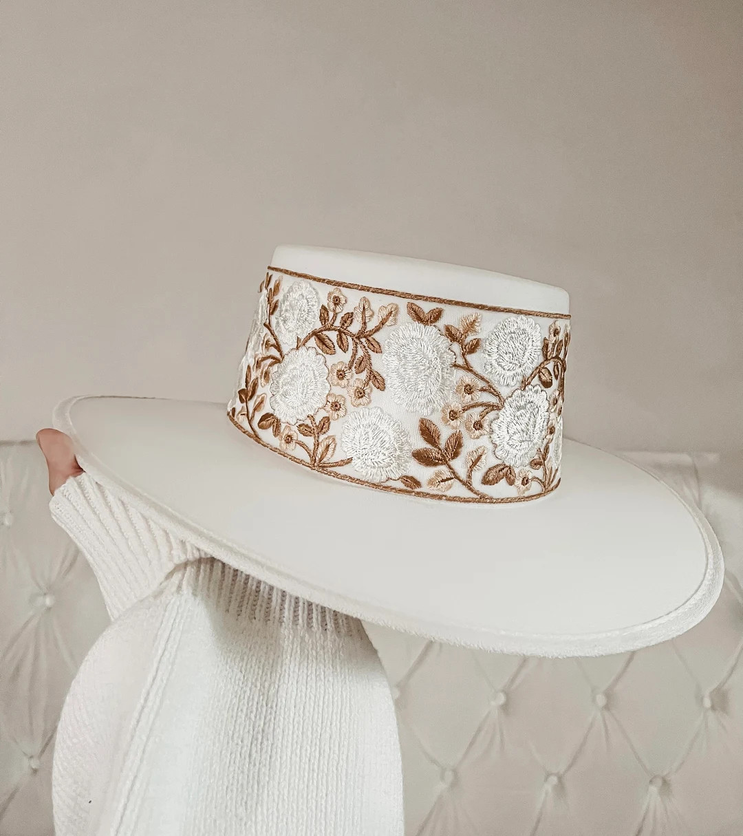 Boater hat "Gloria" in pure white | Etsy (US)