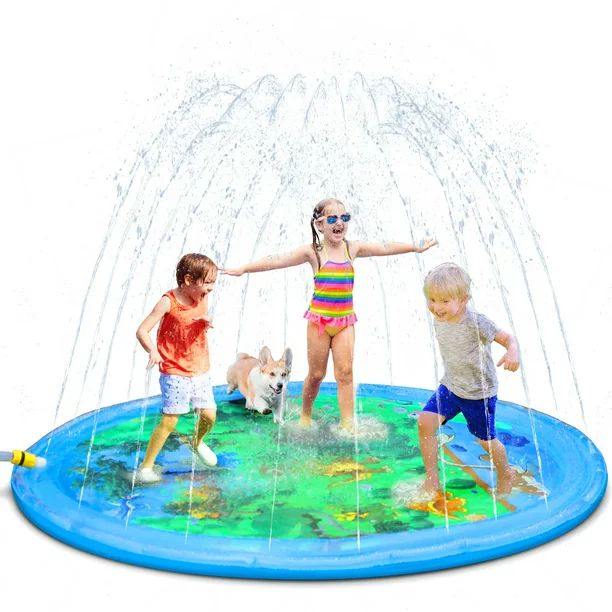 AirExpect Splash Pad Dog Sprinkler Pool for Kids 68" Splash Play Mat Outdoor Water Toys Inflatabl... | Walmart (US)