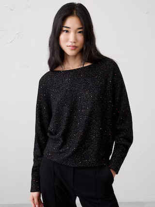 Sequin Boatneck Pullover Sweater | Banana Republic Factory