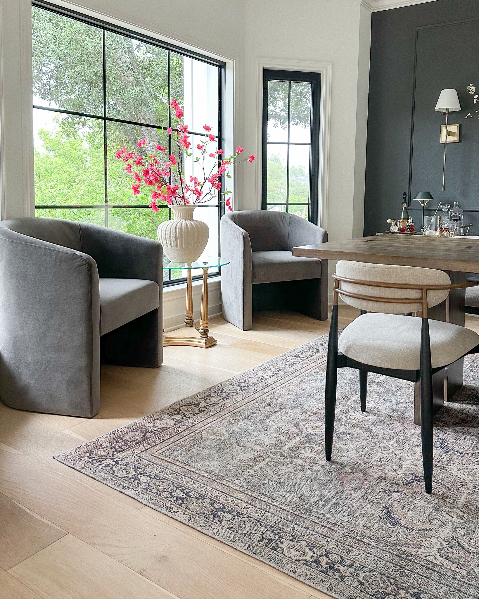 Dining room views featuring these Amazon velvet chairs! This is the Fog but they’re in stock in 2 other colors! My rug is the Olive/Charcoal.

#LTKstyletip #LTKsalealert #LTKhome