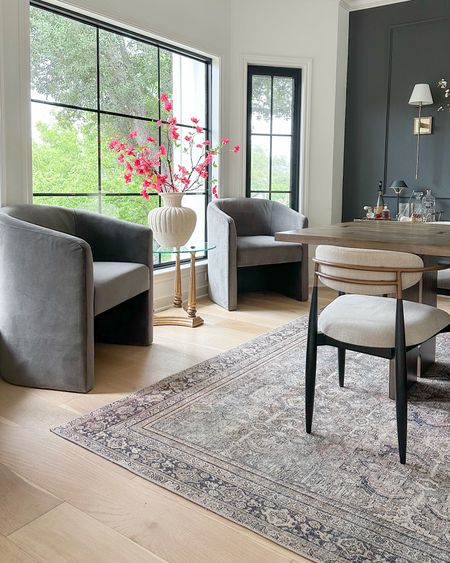 Dining room views featuring these Amazon velvet chairs! This is the Fog but they’re in stock in 2 other colors! My rug is the Olive/Charcoal.

#LTKstyletip #LTKsalealert #LTKhome