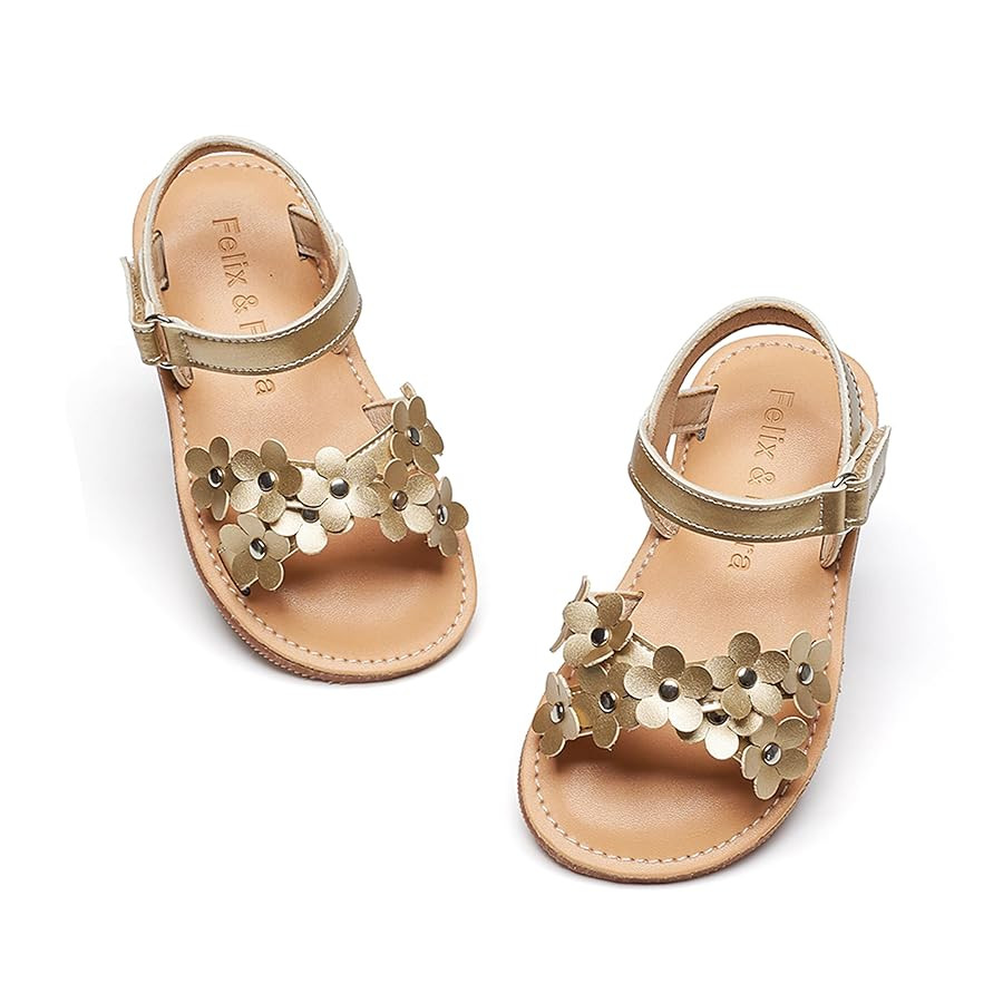 Felix & Flora Toddler Girl Sandals -Flower Girl Dress Shoes Open Toe Little Kid Summer Flats | Amazon (US)
