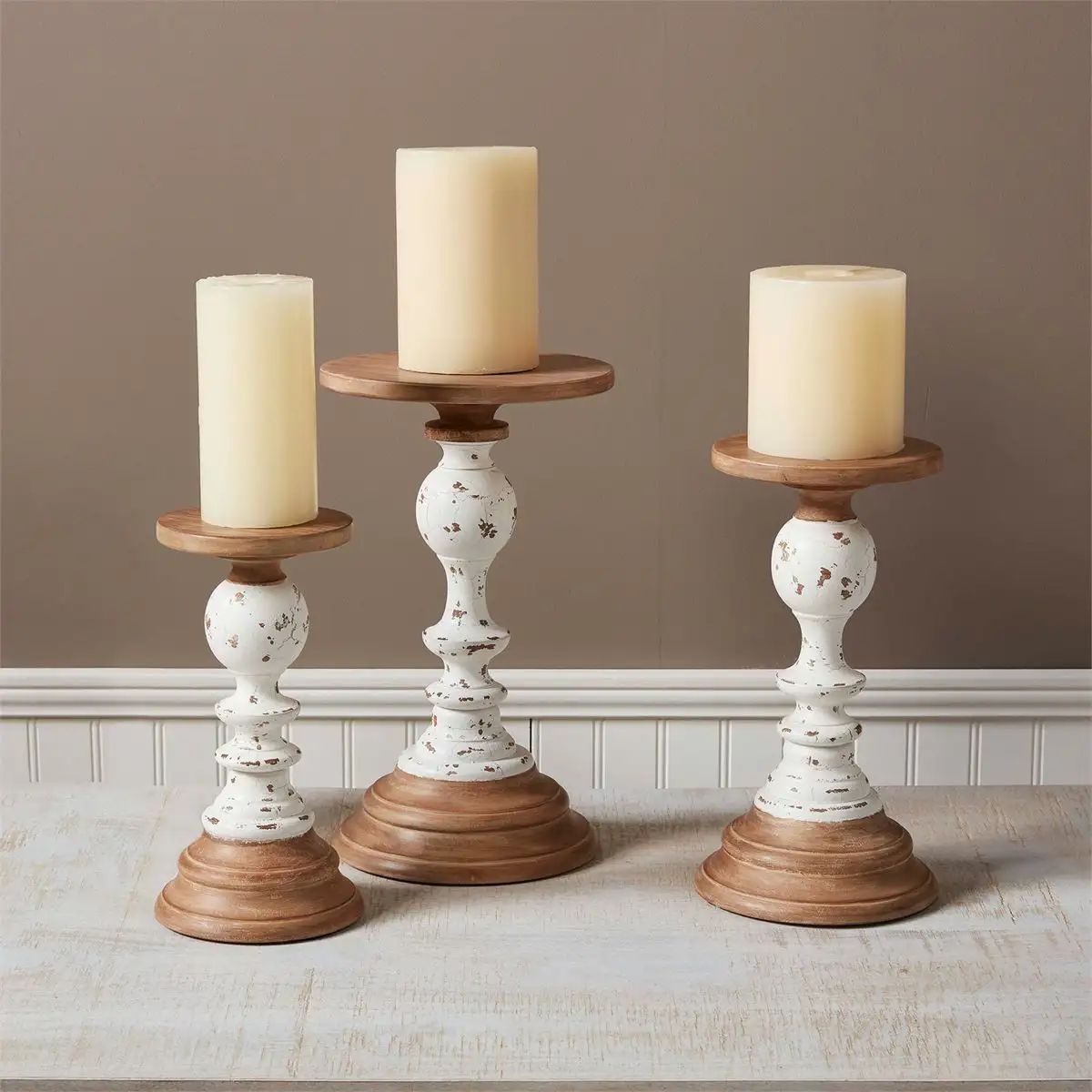 Small two-tone wood candleholder | Mud Pie (US)