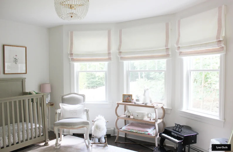 Schumacher Arches Embroidered Tape Custom Roman Shades (shown in Blush Pink 2 1/8" Wide-comes in ... | Etsy (US)