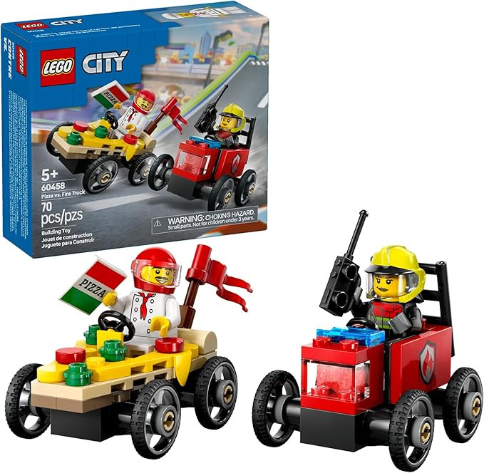 LEGO City Pizza vs. Fire Truck Race Car Pack Toy - Building Toy for Kids, Boys and Girls, Ages 5+... | Amazon (US)