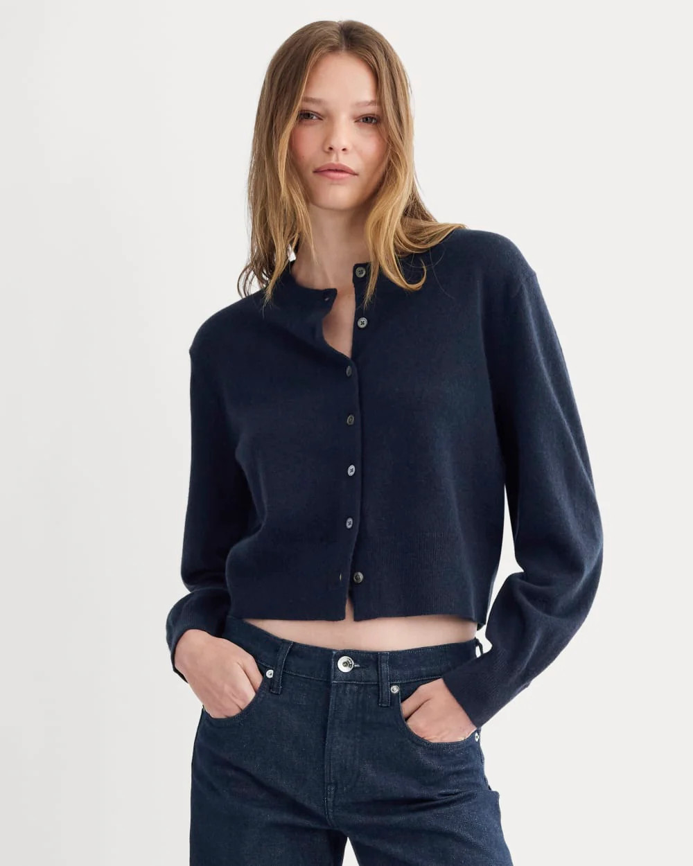 Cashmere Cropped Cardigan | Navy | Everlane