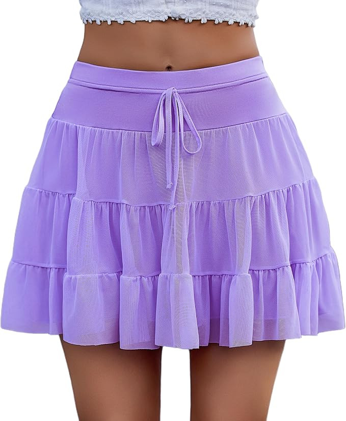 Avidlove Mini Skirt Women's Mesh Ruffle Y2K Skirts Layered Lingerie Skirt | Soft Mesh, Swing Flow... | Amazon (US)