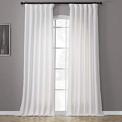 HPD Half Price Drapes FHLCH-VET13191-96 Heavy Faux Linen Curtain (1 Panel), 50 X 96, Rice White | Amazon (US)