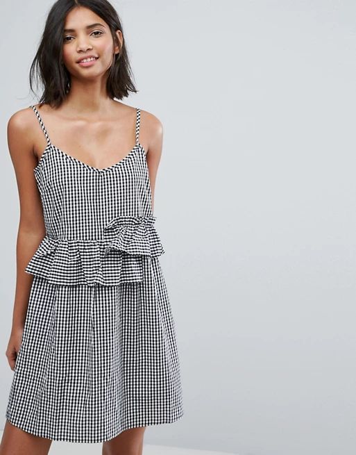 Lost Ink Mini Dress With Frills In Gingham | ASOS US