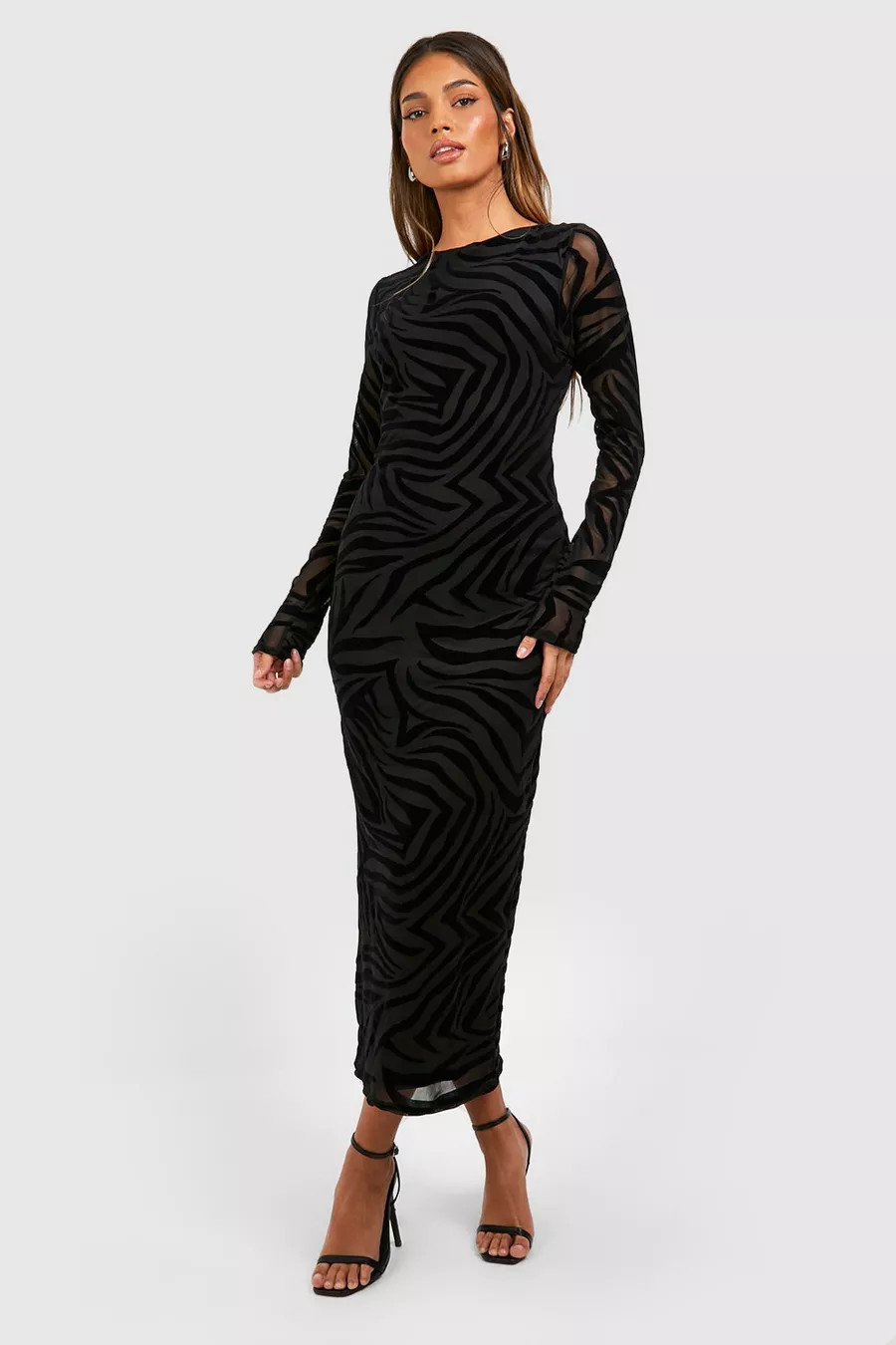 Zebra Devore Midi Dress | boohoo (US & Canada)