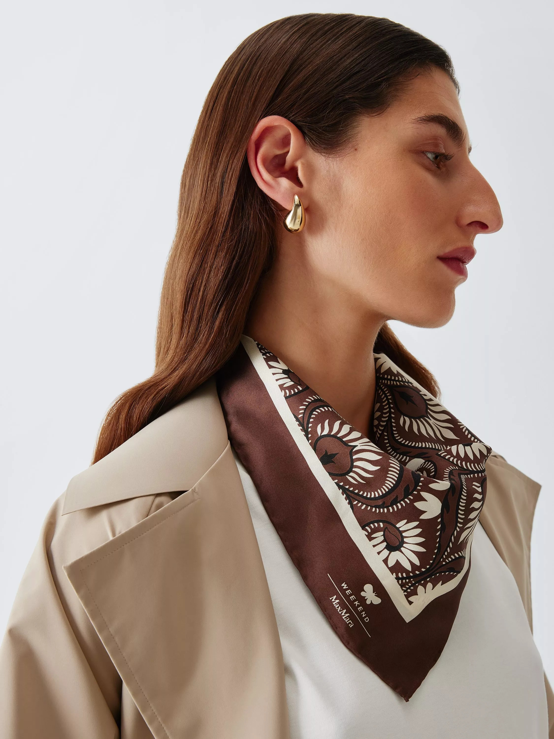 Weekend MaxMara Onesto Paisley Pure Silk Scarf, Brown Multi | John Lewis (UK)