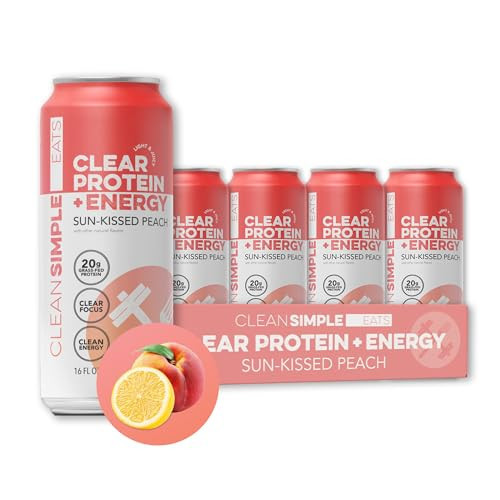 Clear Protein + Energy Sun-Kissed Peach 16 oz Can - 12 Pack | Amazon (US)