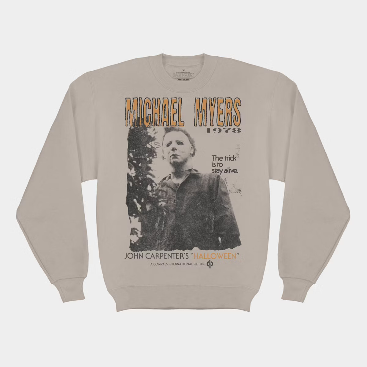 Men's Halloween Michael Myers Crewneck Sweatshirt - Tan | Target