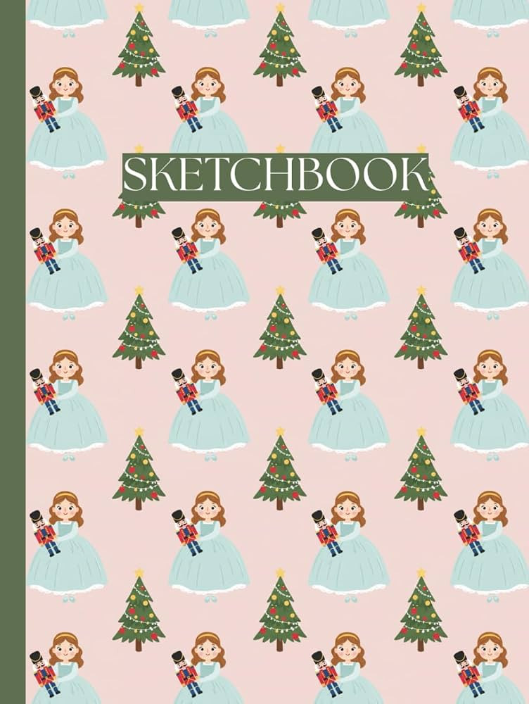 Hardcover Sketchbook: Nutcracker Christmas Clara & Toy Soldier with Festive Trees Pattern 8.25 x ... | Amazon (US)